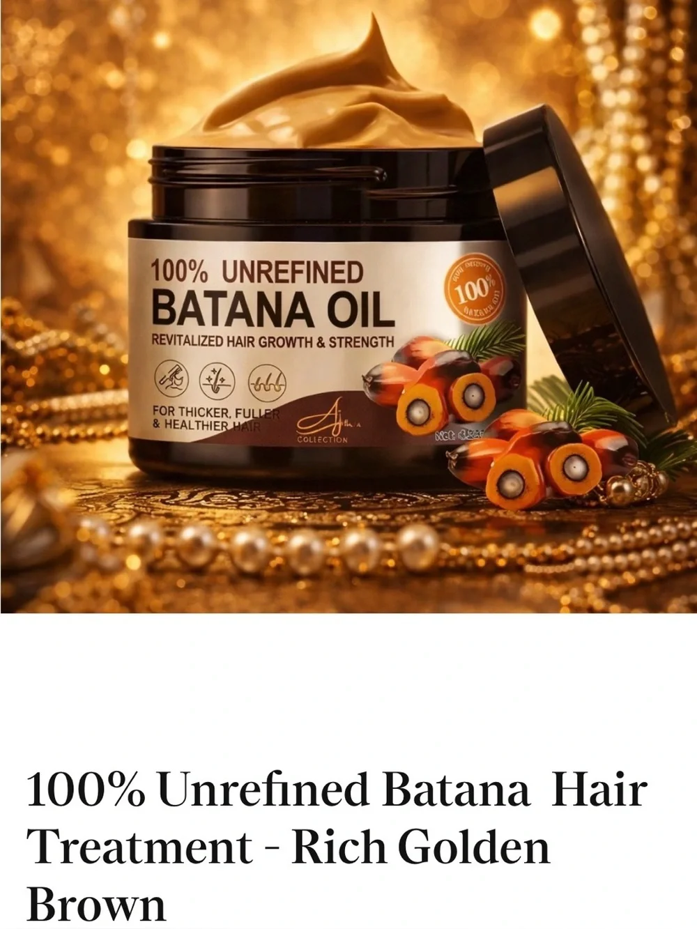 100% Unrefined Batana Oil Hair Mask - Gold Nourish & Strengthen